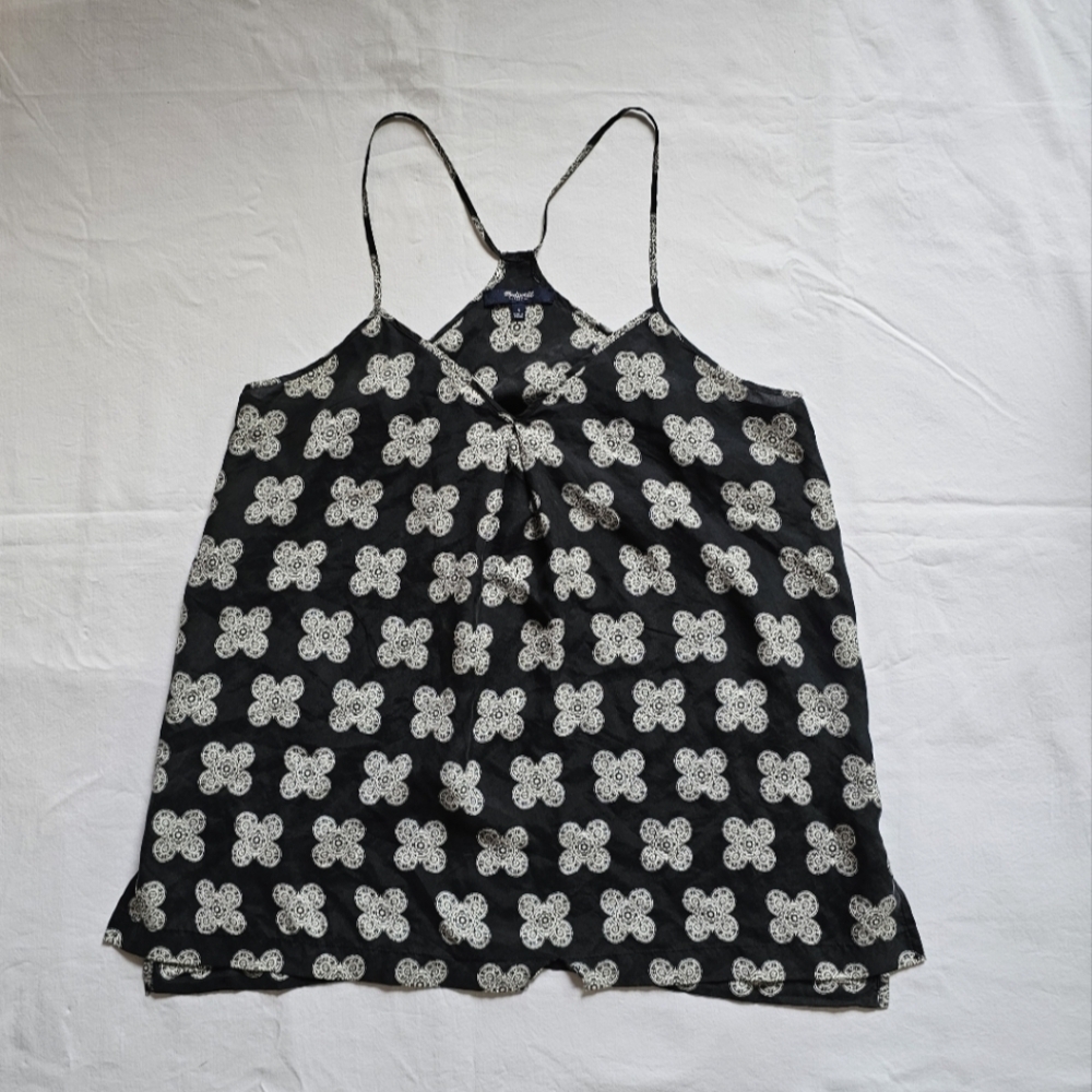 Madewell silk black printed soft boho flowy cami tank top Size 4